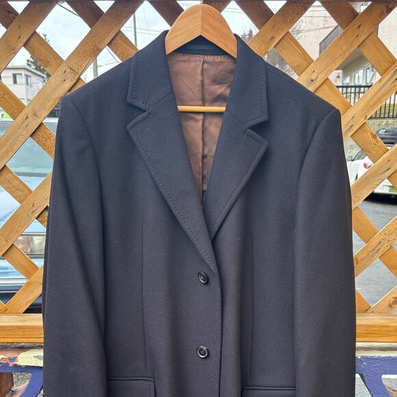 $995 Hugo Boss Navy Wool Cashmere Overcoat/ Top Coat- 40 Medium - Picture 13 of 15